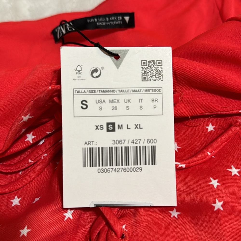 NWT ZARA- Size S, Red & White Star Bodysuit - Picture 4 of 4